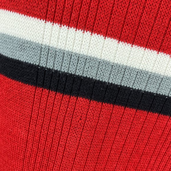 Vintage 90s 00s Y2K Arizona L Red White Black Stripe Knit Pullover Crew Sweater - Picture 3 of 4